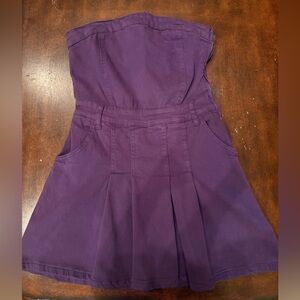 Purple Strapless Pleated Denim Dress NWT!!!